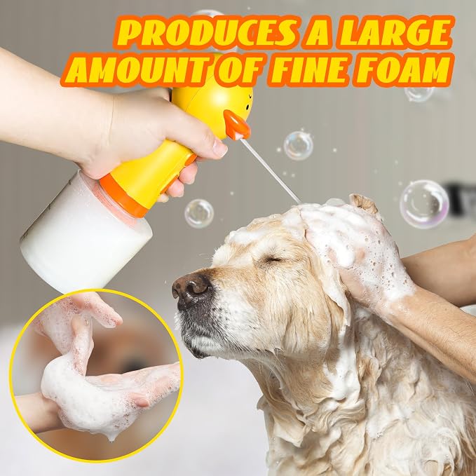 Dog Shampoo Frother,Pet Bath Brush - Deep Cleaning Foam Machine with 350ml Capacity, Dog Soap Dispenser and Shampoo Sprayer, 1200mAh Ultra Long Standby