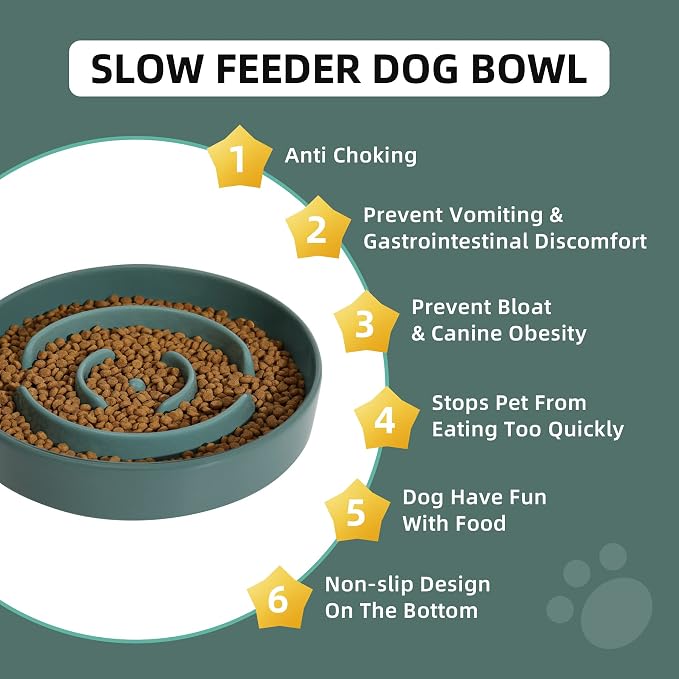 Havniva Ceramic Slow Feeder Dog Bowls, 1.6 Cups Dog Bowl Slow Feeding for Medium Breed, 8.2inch Puzzle Dog Food Bowl Slow Feeder Non-Slip Anti-Gulping and Anti-Choking Reduces Bloating