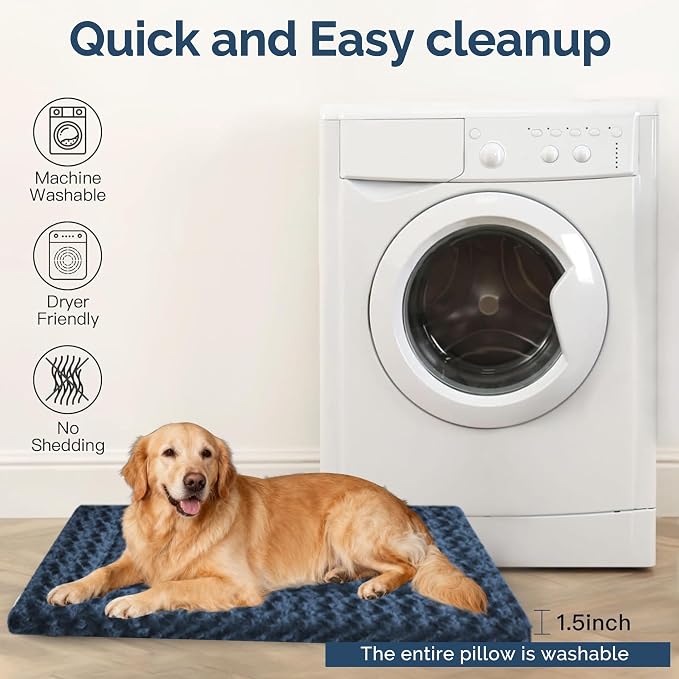 Dog Beds Crate Pad, Dog Bed Mat for Large Dogs Sleeping, Soft, Durable, Washable & Anti-Slip Crate Pads, Reversible Kennel Mat L(35”*23“*1.5”)