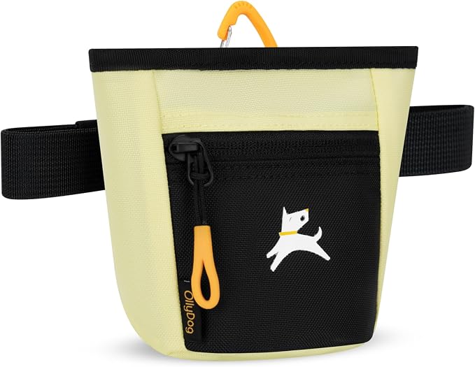 Goodie Treat Bag, Dog Treat Training Pouch | Magnetic Closure | 3 Ways to Wear | Hands-Free Waist Belt | Water-Resistant Recycled Vegan Fabric (Sol)