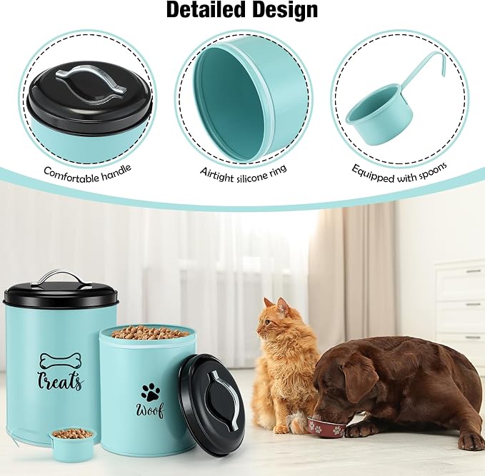 Honeydak 2 Pack Dog Treat Container Metal Pet Food Jar with Lid Cookie Container Gifts for Dog Lovers for Farmhouse Housewarming Gift Kitchen Counter Treat Jar Food Storage for Pet
