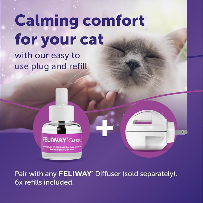 FELIWAY® Classic 30 Day Cat Calming Refills for Pheromone Diffuser,48ml Value Pack - Helps Reduce Common Signs of Stress in Cats & Kittens,Enhanced Calming,(Pack of 12)