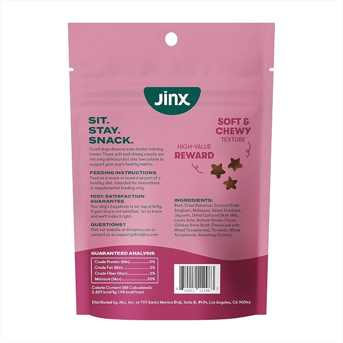 Jinx Dog Training Treats, Bite-Sized Training Treats for Dogs, Beef, 4oz | 6 Pack Healthy Dog Treats Training with Grass-Fed Beef, Vitamins for Immunity & No Fillers for Puppies, Adults & Seniors