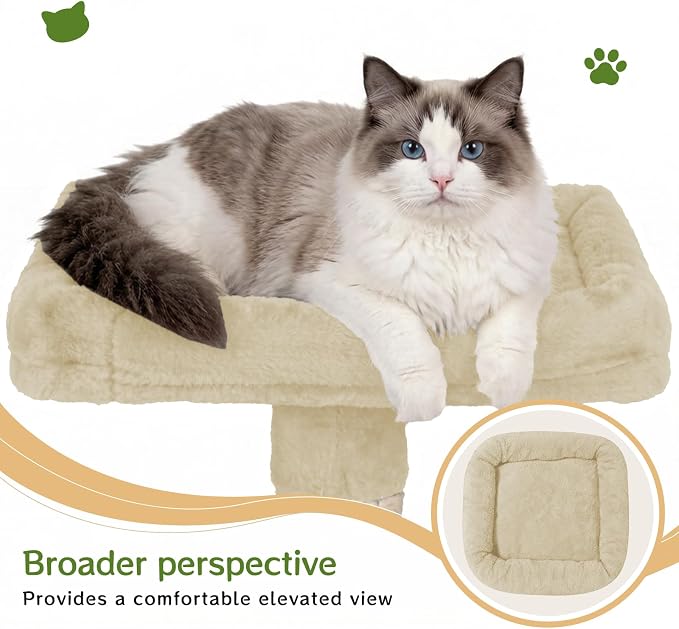 Multi-Level Cat Tree with 2 Cozy Condos, 89" Tall Cat Tower for Large Cats, Heavy Duty, Scratch Posts & Perches (Beige)