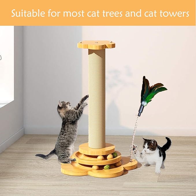 4 Pcs Cat Scratching Post Replacement for Indoor 15.7 x 3.1 Inches Cats Tree Replacement Parts Natural Jute Pole Part Cat Scratch Posts Refill with M8 Screws Spare Cat Furniture Accessories