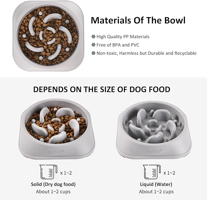 YINEYA 2PCS Slow Feeder Dog Bowls, Pet Supplies that Slow Down Eating, Pet Food Bowls, Maze Dog Puzzle Feeder for Medium Breed