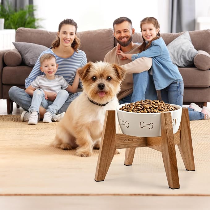 RAINBLELAND Elevated Dog Bowl Stand for Small Dogs, 7" Wood Stand, 2 Pack | Premium acacia wood stand fits most 7" bowls. Set of 2 stands for small dogs. Bowls not included