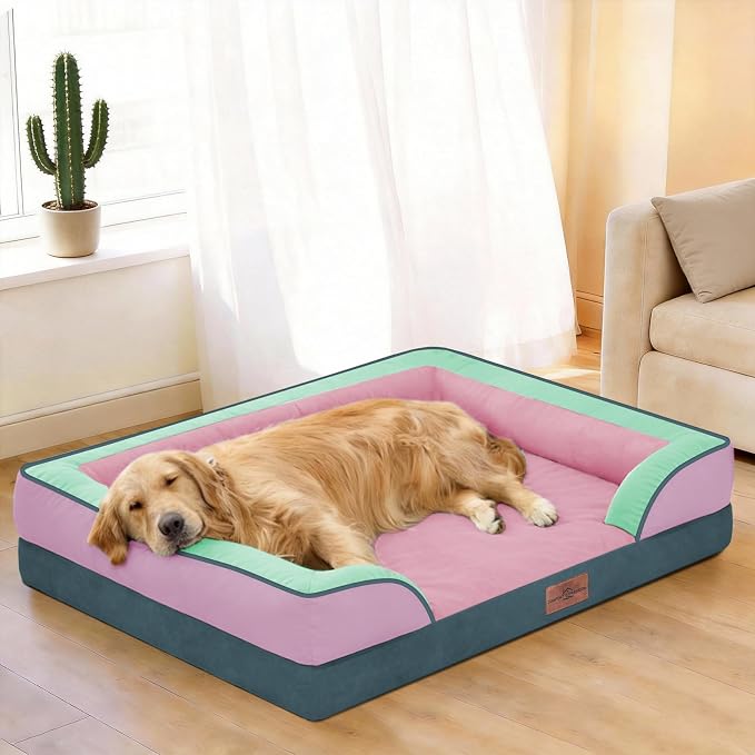 Comfort Expression Orthopedic Dog Beds for Large Sized Dog with Bolster | Waterproof Dog Couch Bed with Washable Cover & Non-Slip Bottom, Supportive Egg Crate Foam Large Pet Bed, 36x27 Inch