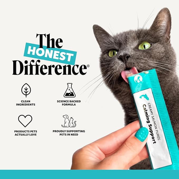 Cat Calming Lickable Treats for Anxiety Relief - Squeezable Calming Puree Pouches for Cats - Feline Stress Relief Behavior Support for Travel, Vet Visits, Grooming, & Separation (Salmon, 40 Ct)