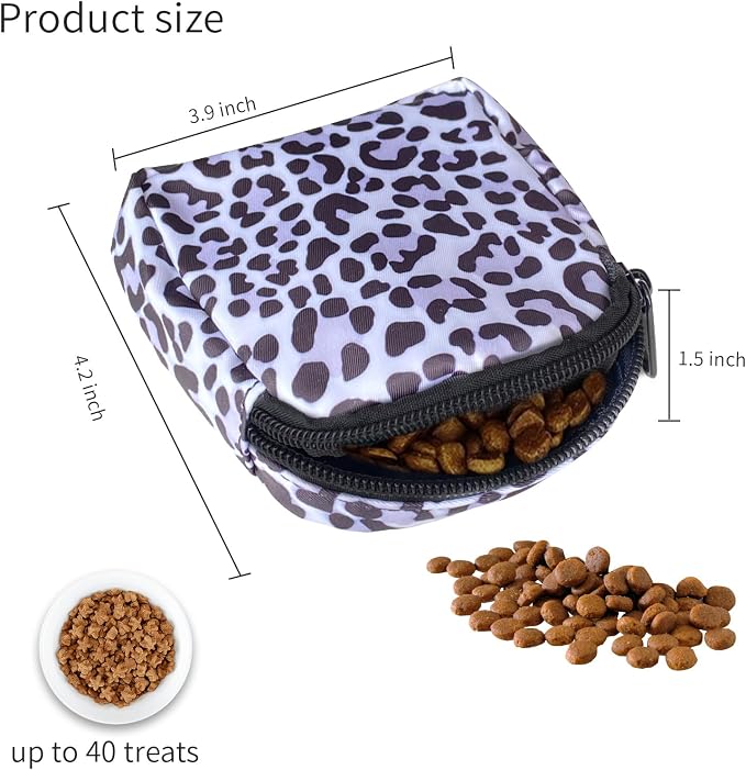 Dog Treat Pouch,Treat Pouches for Pet Training,Portable Snack Reward Dog Food Dispenser for Traveling or Outdoor Use，Leopard Print