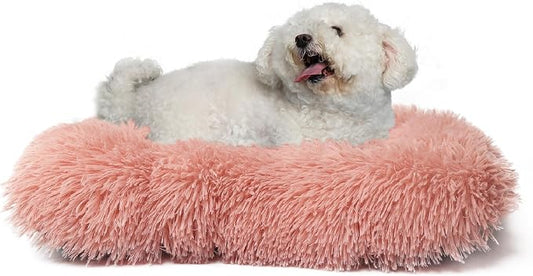 nononfish Dog Crate Bed for Small Dogs Washable Orthopedic Flat for Inside Crate Cages Kennel House Sofa Plush Comfy Sleeping Pink 24 in
