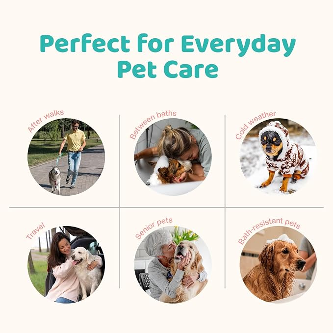 Pet Glove Wipes for Dogs & Cats with Coconut Scent, No Rinse Full Body Cleaning Large Gloves (9.84 x 9.05 inch), Gentle Grooming for Paws Face Ears Eyes Coat, Alcohol Free, 20 Pack