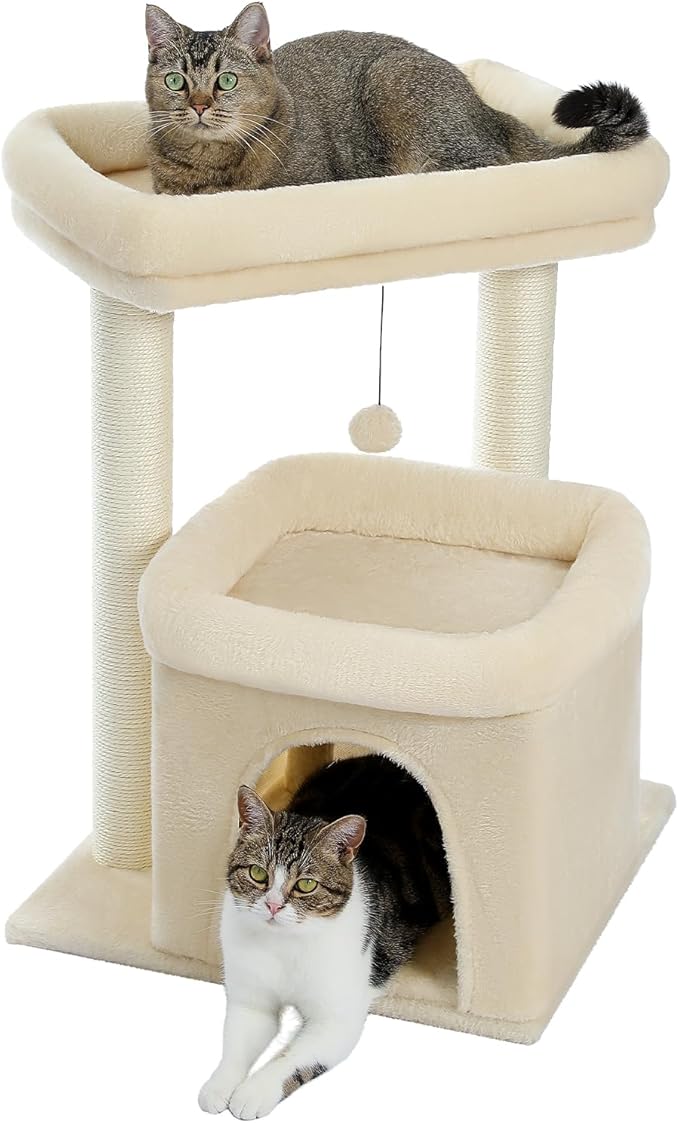 PEQULTI Cat Tree Cat Tower for Large Cats with Sisal-Covered Scratching Posts and Extra-Large Cat Perch Suitable for Indoor Cats