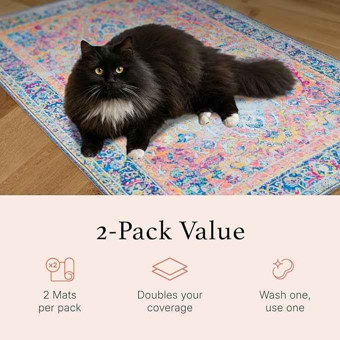 Lovewag Cat Litter Mat, Litter Box Mat, Blue Mesa, 28x41, 2 Pack | Washable litter mat cover, kitty litter mat & cat mat for litter box, litter trapping mat, prevents tracking, multi-cat
