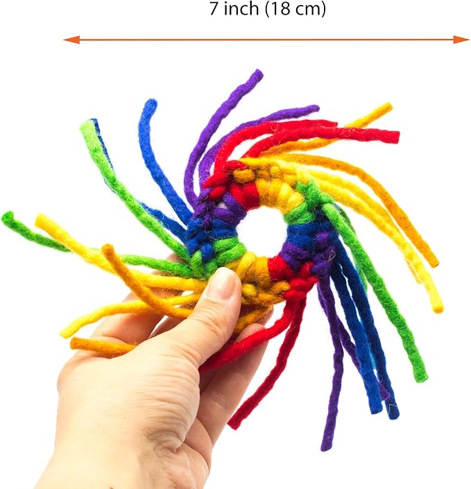 Glaciart One Wool Spider Cat Toy w/Catnip - Soft Fuzzy Enrichment 100% Natural Wool, Interactive Play Cat Toy Set - Safe for Pets, Non-AZO Colored Dyes