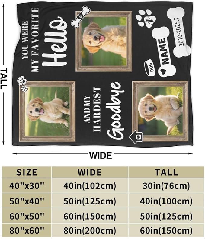 Nxwdwqa Personalized Dog Blanket Throws with Photos, Custom Pet Blanket, Dog Gifts for Pet Lovers, Customized Puppy Blanket for Adult Kid Birthday Christmas Fathers Mothers Valentines Gift