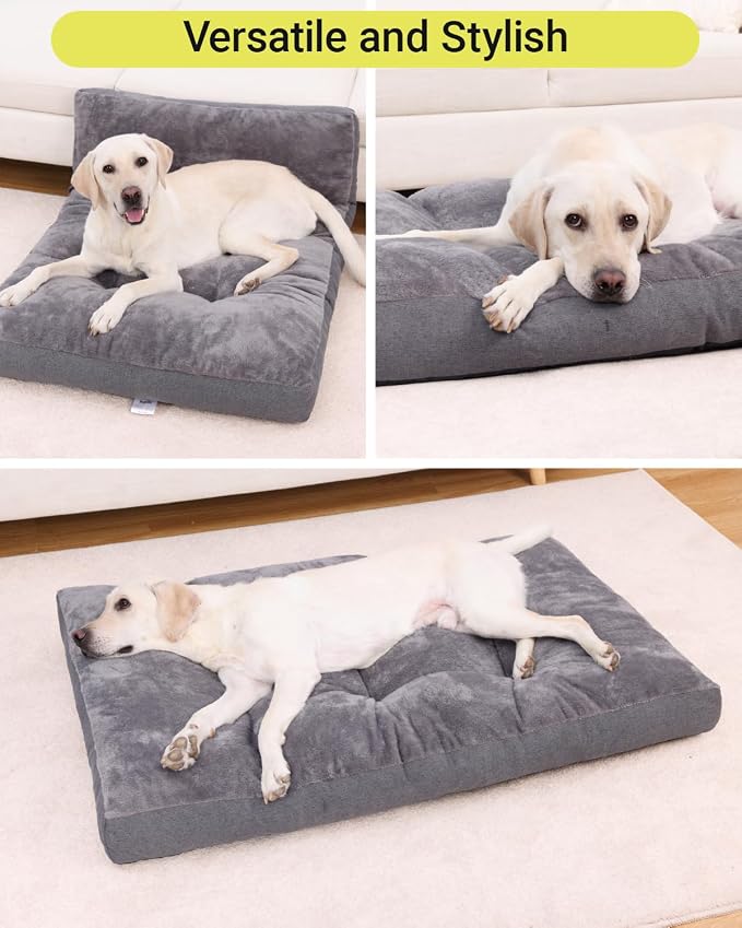 NUPIDA Dog Bed for Crate for Large Dog, Machine Washable Bed XL Crate Plush Pet Kennel Pad with Non-Slip Bottom, Pet Sleeping Mat, 41x27 inch, Dark Gray