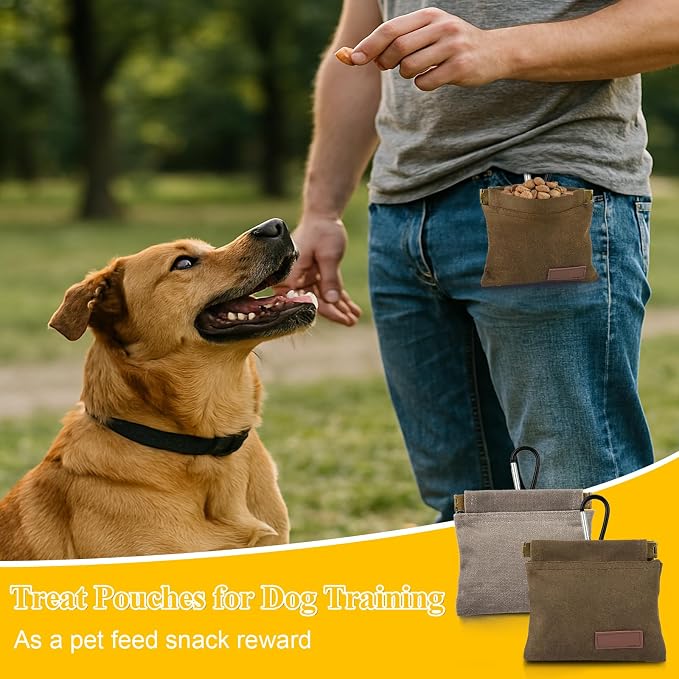 2Pcs Hands Free Dog Treat Pouches for Training, Walking and Outdoor Use | Dog Treat Bag with Carabiner, Hands Free, Auto Closing Pet Treat Pouch for Training,Walking, Hiking
