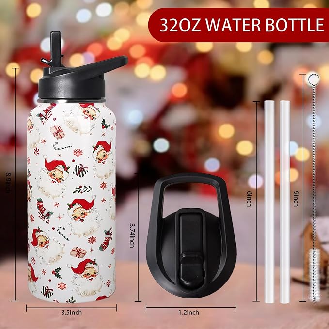 30 oz Christmas Santa Flip Tumbler with lid and Straw CoffeeTravel Mug Cup Water Botter,Christmas Gifts for Women,Christmas Stuff Decor Accessories