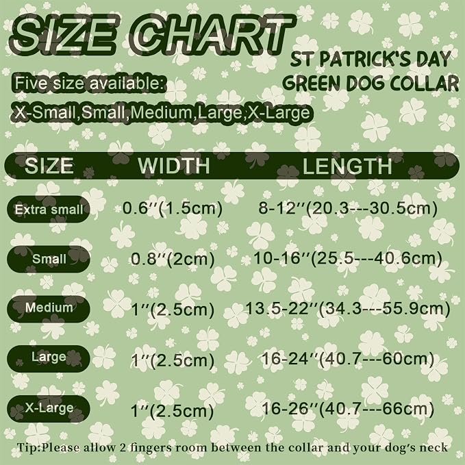 ARING PET St Patrick's Day Dog Collar, Cute White Green Clover Shamrock Rainbow Pink Floral Puppy Pet Collars for Small Medium Large Boy Girl Dogs-S