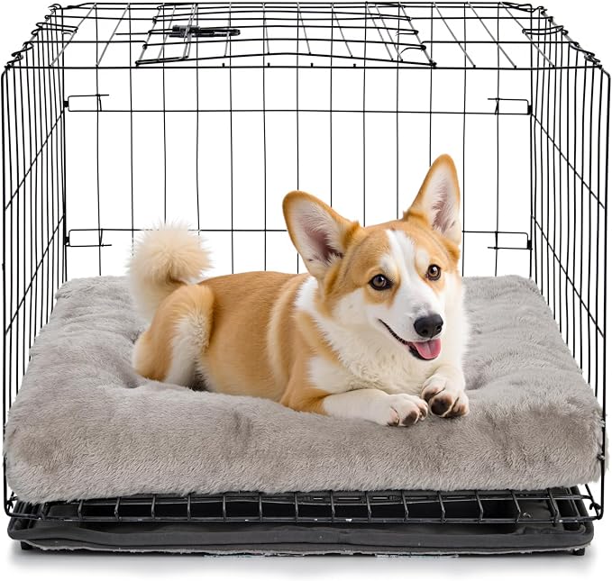 POMIU 2-Pack Dog Bed, Washable Deluxe Plush Crate Beds with Anti-Slip | Machine Washable Kennel Pad Sleeping Mat for Large, Medium and Small Dogs