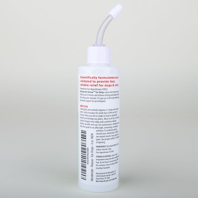 Wondercide Rescue - Ear Drops for Dogs and Cats - 4 oz | Cleans and Removes Wax Build-Up and Irritants for Pets - Relieves Itching and Redness with Pure Hypochlorous