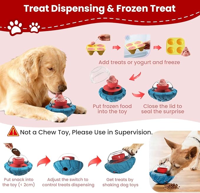 YINEYA Interactive Dog Toy, Puzzle Toy with Adjustable Treat Dispensing & DIY Frozen Treats, Dog Enrichment Toys to Keep Them Busy and Mental Stimulation