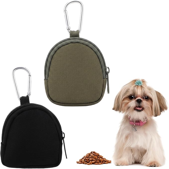 2PCS Dog Treat Pouches for Pet Training 3in Small | Dog Training Treat Pouch for Leash Portable Dogs Treat Bag for Travel Outdoor Use Reusable Small Dogs Treats Container