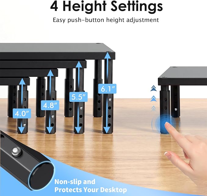 OPNICE Adjustable Cat Food Stand, Elevated Cat Feeder Stand with 4 Height Settings, Automatic Cat Feeder & Tradition Bowls, Raised Pet Feeding Table Station for Cats & Small Dogs, Waterproof Wood