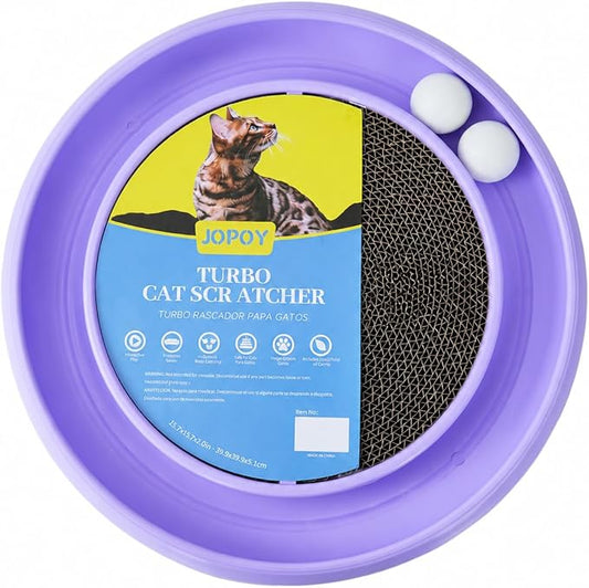 Cat Scratcher Toy Ball Track, Purple | Round Interactive Scratching Board, Exercise Set, For Indoor Cats, Mental & Physical Stimulation, For Bored Adult and Kitten