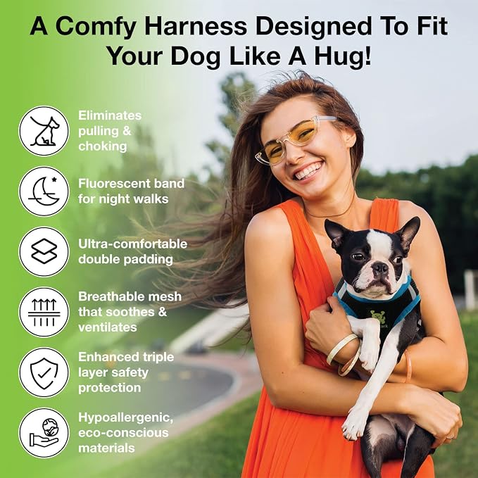 EcoBark Step in Dog Harness Reflective Soft Ultra Padded Mesh Dog Harnesses for XXS, XS, Small, and Medium Dogs Eco-Friendly Comfort Secure Halter No Pull Adjustable Pet Vest