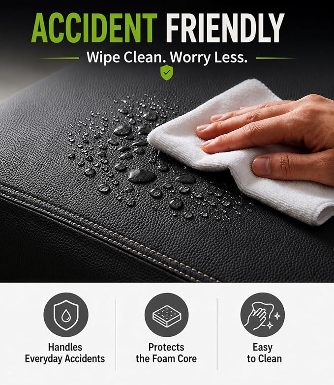 Waterproof Dog Bed Hair-Resistant, Removable Vegan Leather Cover, Pee Proof Black Vinyl Pad, Easy to Clean Pet Pad