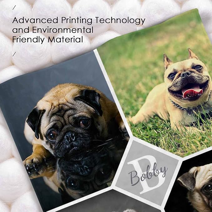 InterestPrint Personalized Memorial Fleece Blanket with Dog Cat Photo Dog Custom Pet Sympathy Remembrance Gift for Family and Friends 40X50 Inch