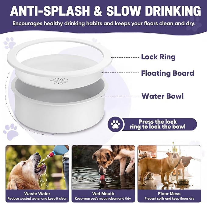 XIAZ Elevated Dog Bowls Large Breed Raised Dogs Bowl Stand Large/Medium Sized Dog Slow Feeder Dogs Bowls Food Water Stands 5 Heights Adjustable 9/11/12/14in Pet Feeder Dish Station