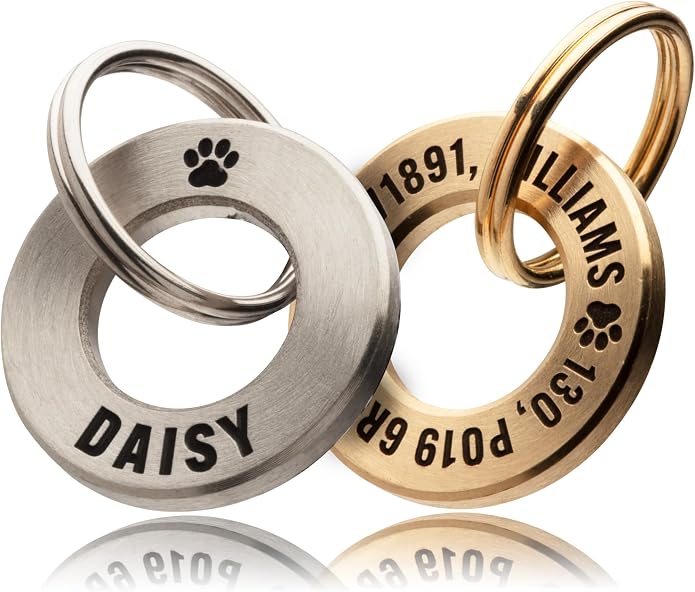 Solid Brass or Stainless Steel, Deep Engraved & Polished Dog/Pet ID Tag