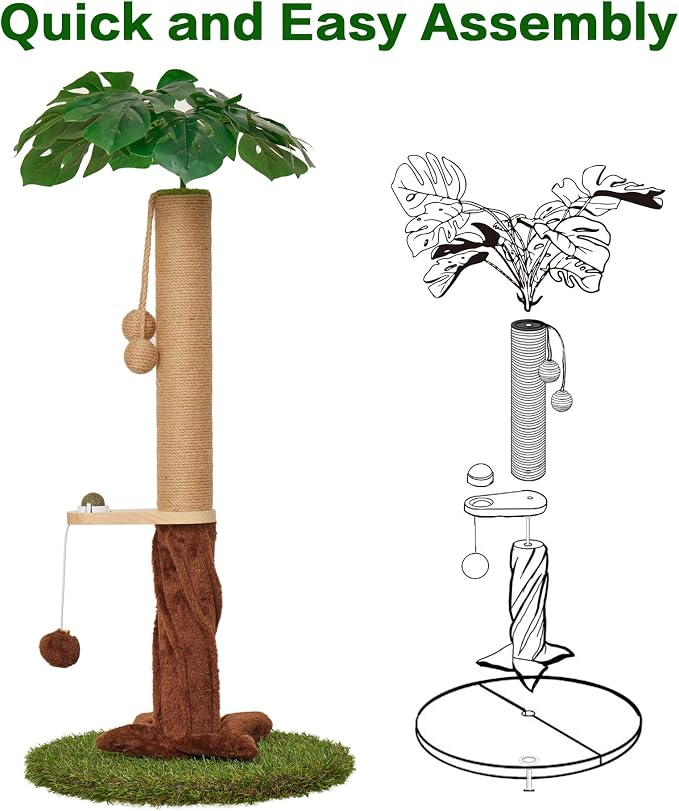 Cat Scratching Post, Cat Scratcher Kitten Scratch Post，Sisal Rope for Indoor Cats, Claw Scratcher for Indoor Cats and Kittens (Catnip Ball)