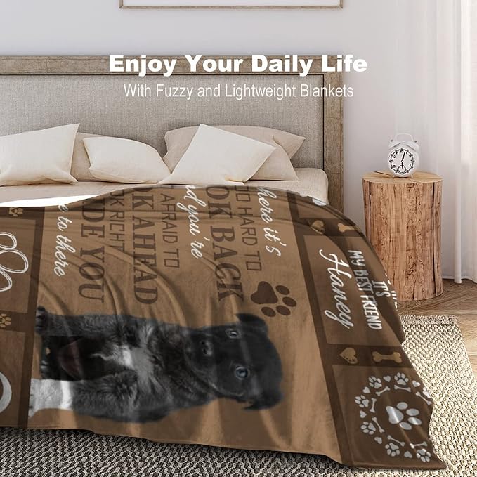 Artsadd Personalized Blanket with Picture in Memory of Dog Custom Photo Blanket Memorial Pet Loss Sympathy Gift