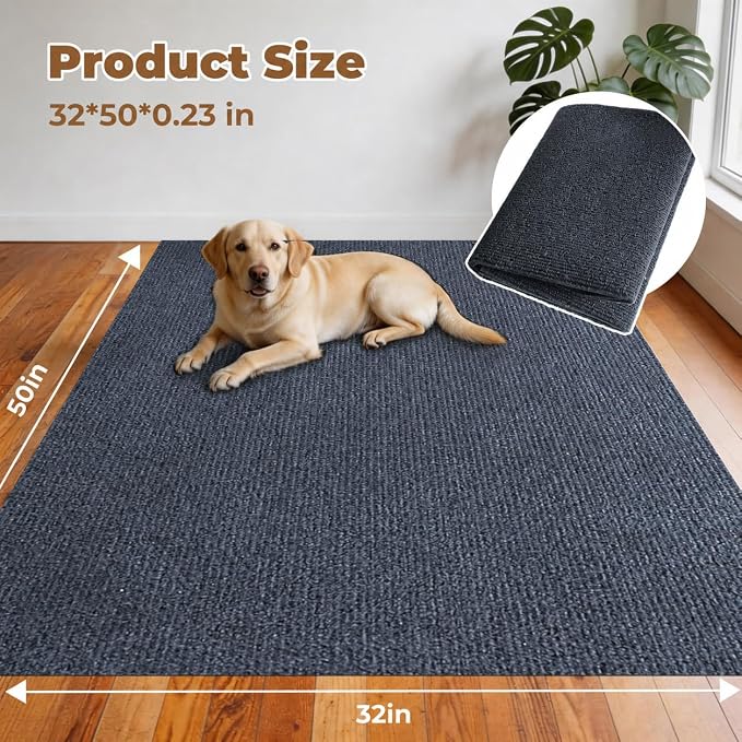Large Dog Playpen Mat, 32 in x 50 in Dog Crate Mat Ash Gray | Reusable Puppy Training Pads for Under Crate Cages, Washable Waterproof Non-Slip Dogs Playpen Mats Pad for Floor Kennel