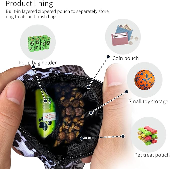 Dog Treat Pouch,Treat Pouches for Pet Training,Portable Snack Reward Dog Food Dispenser for Traveling or Outdoor Use，Leopard Print