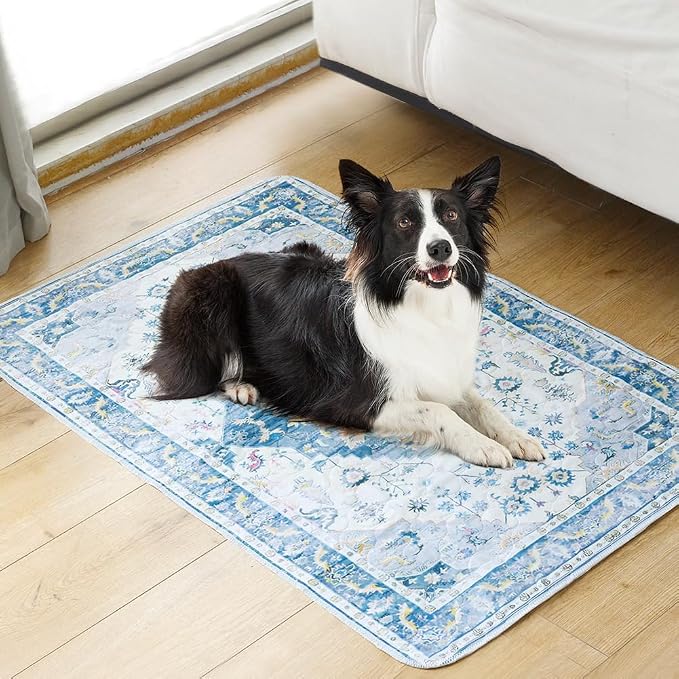 Washable Pee Pads for Dogs, 2 Pack Reusable Puppy Training Pads 40"x26" Super Absorbent Waterproof Dog Training Pads, Non-Slip Potty Pads, Whelping Pads Litter Mat Blue Medallion