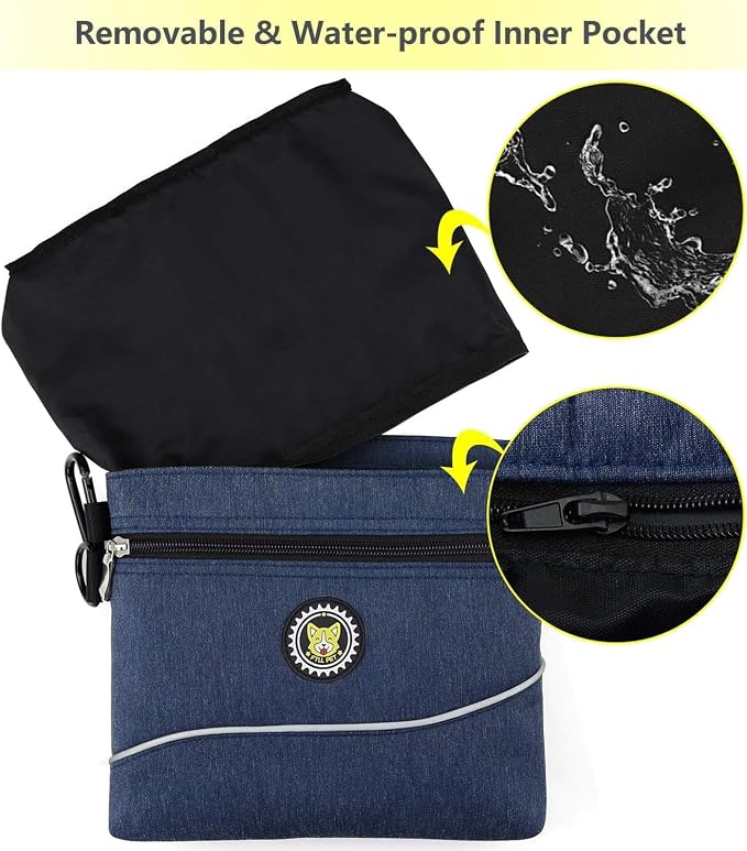Viklluyr Dog Treat Pouch Bag with Magnetic Closure, Dog Food Carrier with Removable Inner Pocket, Perfect Dog Training Bag for Agility Training - Including Carabiner