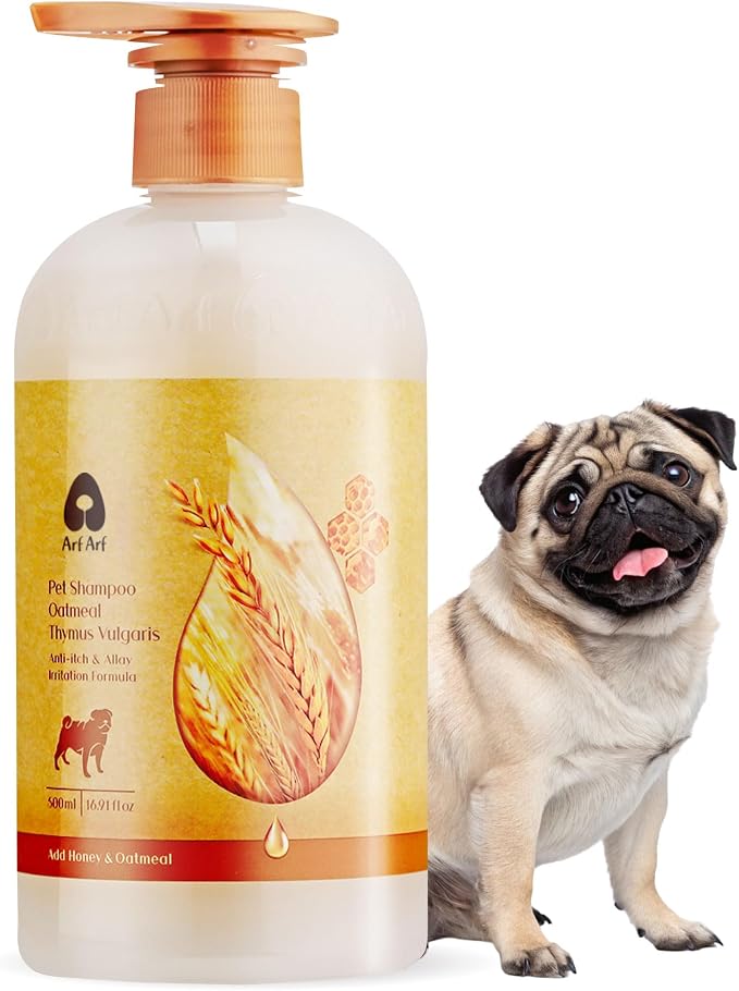 Arf Arf Sensitive Skin Dog Shampoo – Oatmeal & Lithospermum, Itchy, 16.9oz | Lithospermum & Oatmeal for itchy sensitive skin. Odor control for smelly dogs. pH-balanced. Safe for Frenchies & Bulldogs.