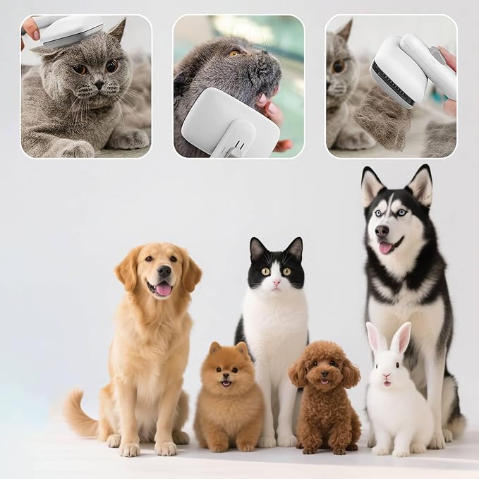 Self Cleaning Shedding Brush Grooming Tool for Long and Short Haired Dogs Cats Deshedding Hair Removal (White)