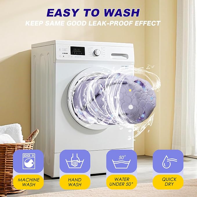 Washable Dog Pee Pads, Non-Slip Waterproof, 72 x 72 in, 1 Pack, Feather | Super absorbent, waterproof and non-slip; washable, reusable dog pads for crates, playpens, floors, furniture and travel