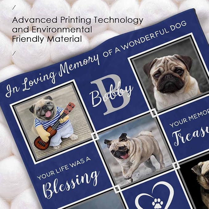Custom Memorial Blanket with Dog Photo in Loving Memory of a Wonderful Dog Blanket Personalized Loss of Dog Memorial Fleece Blankets Memory Throw Blanket Gift for Grieving Pet Owner 50X60 Inch