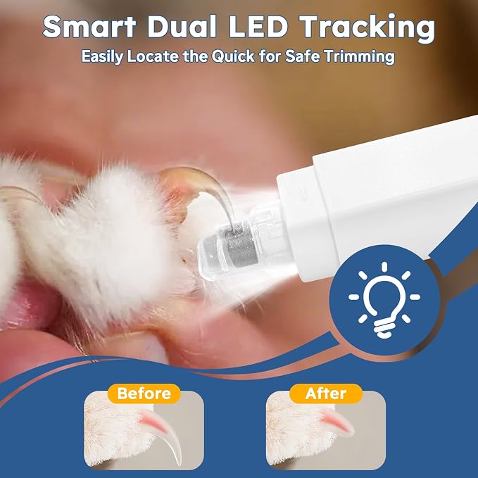5-Speed Dog Nail Grinder with 2 LED Lights & Smart LED Screen,Quiet Electric Pet Nail Trimmer, Rechargeable Paws Grooming and Smoothing Tool for Large Medium Small Dogs,Cats and Pets