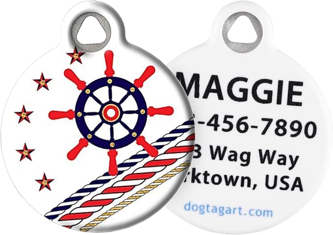 Sports-Themed Pet ID Tags for Dogs and Cats (Large (1.25" Diameter), Nautical Theme)