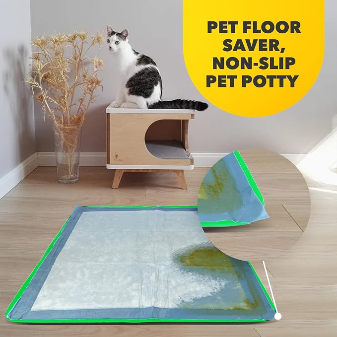Skywin TidyFriend Travel Friendly Dog Pee Pad Holder Fits Up to 24” x 24” Wee Wee Pee Pads - Flexible Rollable Silicone Mat with Soft Edge - Quick Wipe & Potable Dog Pad Holder (Green)