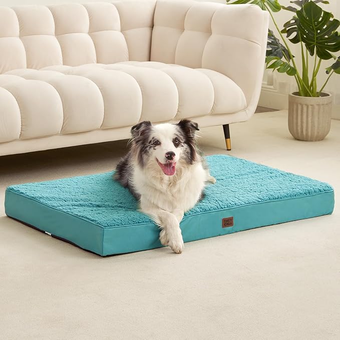 EHEYCIGA Orthopedic Dog Bed Large with Removable Washable Cover, 36x27 | Egg Crate Foam Support, Durable Oxford fabric, Non-Slip Bottom, Machine Washable, Soft Waterproof Plush Pet Bed Mat For Crate