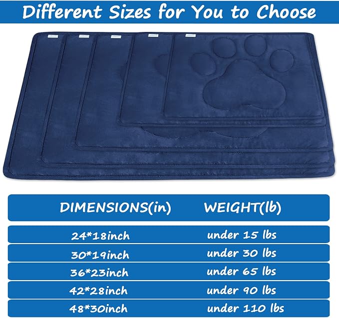 Dog Crate Pad(23"x 36"),Washable Crate Mat with Anti-Slip Bottom | Dog Mats for Sleeping, Breathable Kennel Pad,Dark Colored to Hide Stains, Navy